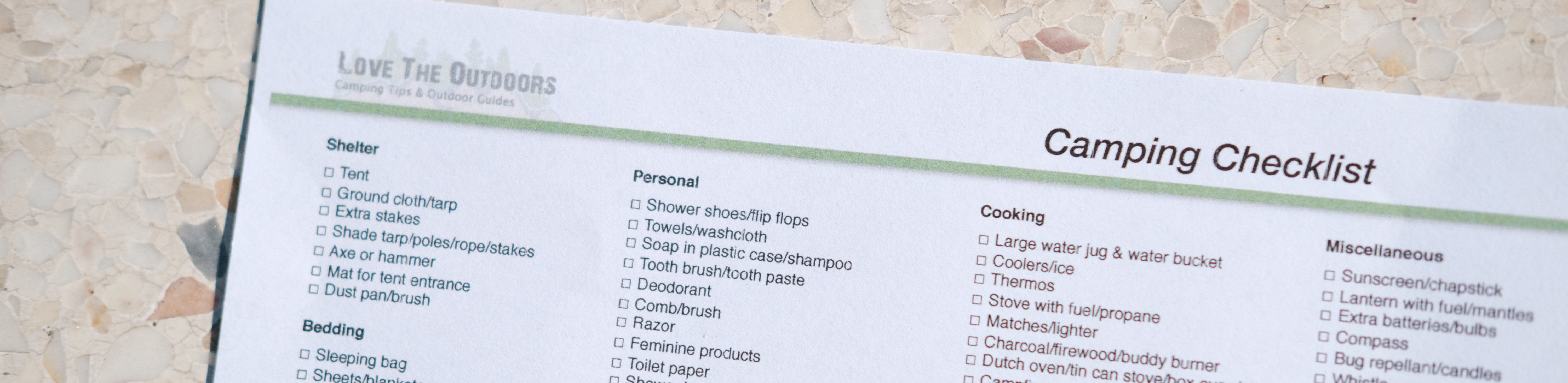 camping checklist love the outdoors name someone who works outdoors